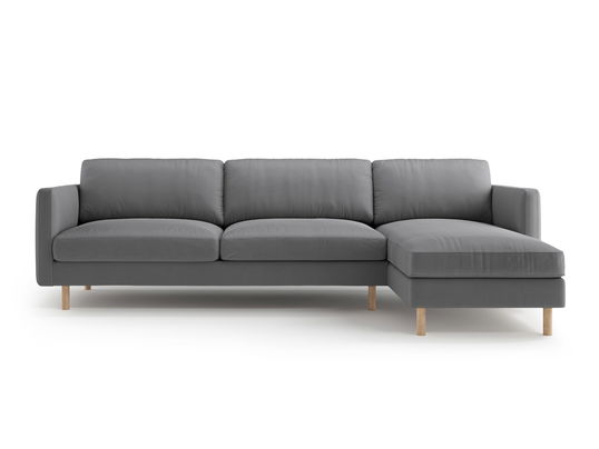 Coltar dreapta 4 locuri, Eden, Micadoni, 286x150x90 cm, catifea, gri