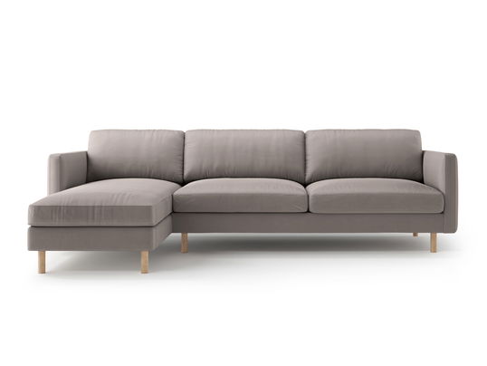 Coltar stanga 4 locuri, Eden, Micadoni, 286x150x90 cm, catifea, gri beton