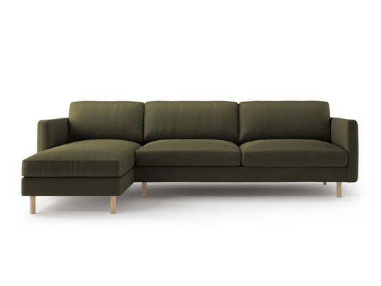 Coltar stanga 4 locuri, Eden, Micadoni, 286x150x90 cm, catifea, verde muschi melanj