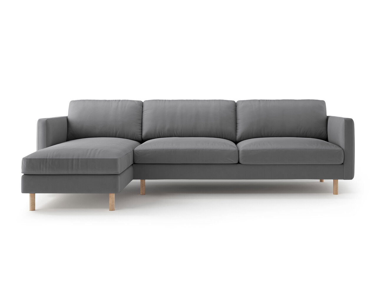 Coltar stanga 4 locuri, Eden, Micadoni, 286x150x90 cm, catifea, gri
