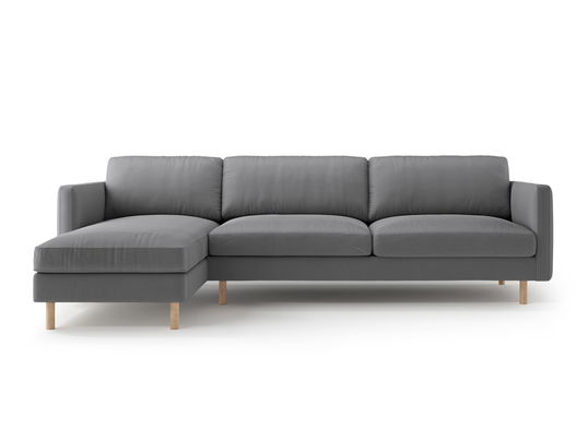 Coltar stanga 4 locuri, Eden, Micadoni, 286x150x90 cm, catifea, gri
