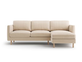 Coltar dreapta 3 locuri, Eden, Micadoni, 250x150x90 cm, catifea, bej nude