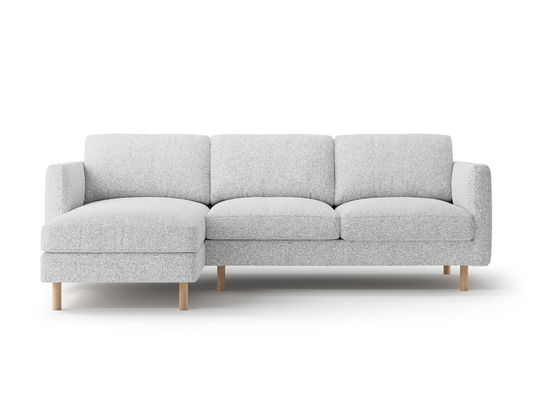 Coltar stanga 3 locuri, Eden, Micadoni, 250x150x90 cm, tesatura structurata, gri deschis melanj
