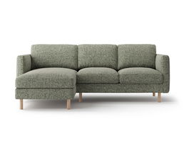 Coltar stanga 3 locuri, Eden, Micadoni, 223x150x90 cm, tesatura structurata, verde muschi melanj