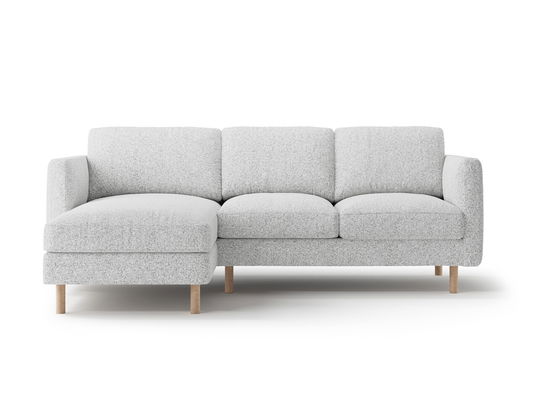 Coltar stanga 3 locuri, Eden, Micadoni, 223x150x90 cm, tesatura structurata, gri deschis melanj