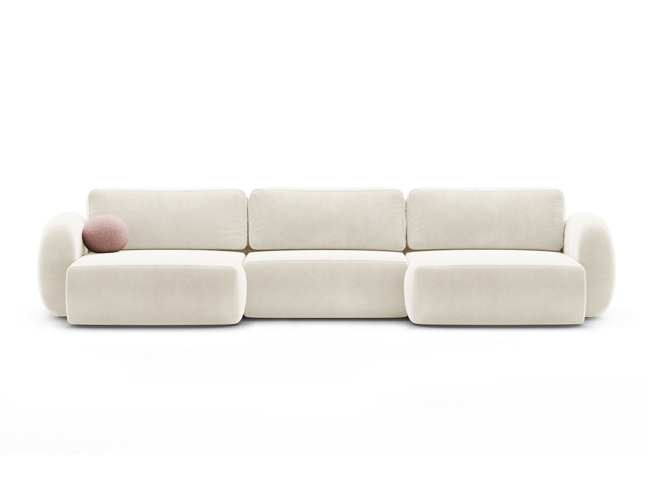 Coltar panoramic extensibil 5 locuri, Tonale, Cosmopolitan Design, 362x149x88 cm, catifea, ivoriu