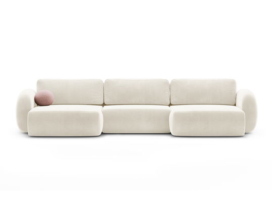 Coltar panoramic extensibil 5 locuri, Tonale, Cosmopolitan Design, 362x149x88 cm, catifea, ivoriu