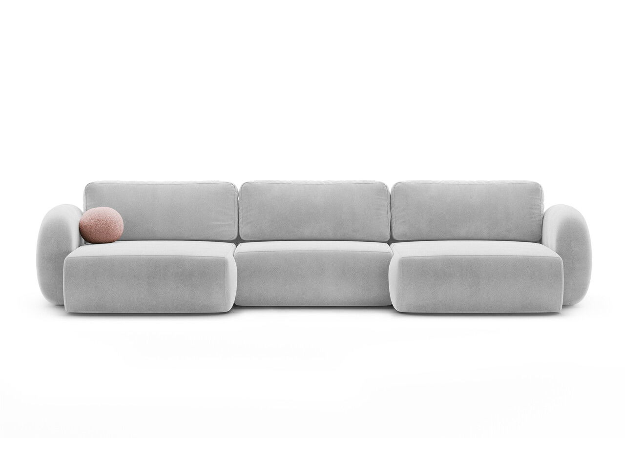 Coltar panoramic extensibil 5 locuri, Tonale, Cosmopolitan Design, 362x149x88 cm, catifea, gri