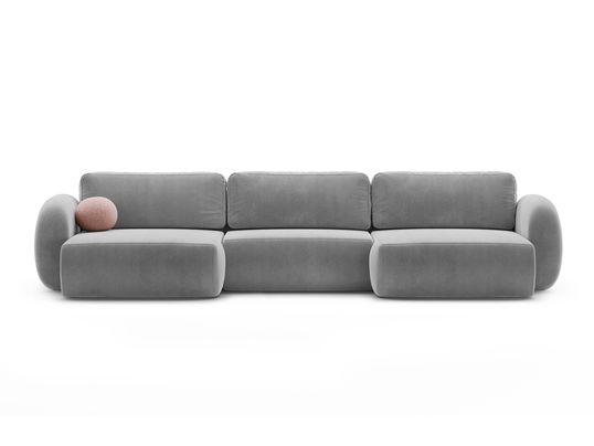 Coltar panoramic extensibil 5 locuri, Tonale, Cosmopolitan Design, 362x149x88 cm, catifea, gri inchis