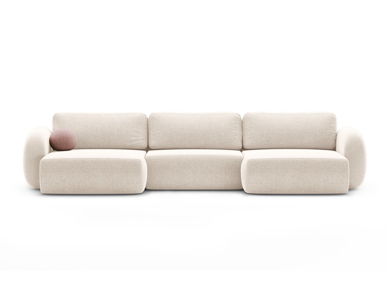 Coltar panoramic extensibil 5 locuri, Tonale, Cosmopolitan Design, 362x149x88 cm, tesatura chenille, bej deschis