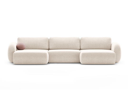 Coltar panoramic extensibil 5 locuri, Tonale, Cosmopolitan Design, 362x149x88 cm, tesatura chenille, bej deschis