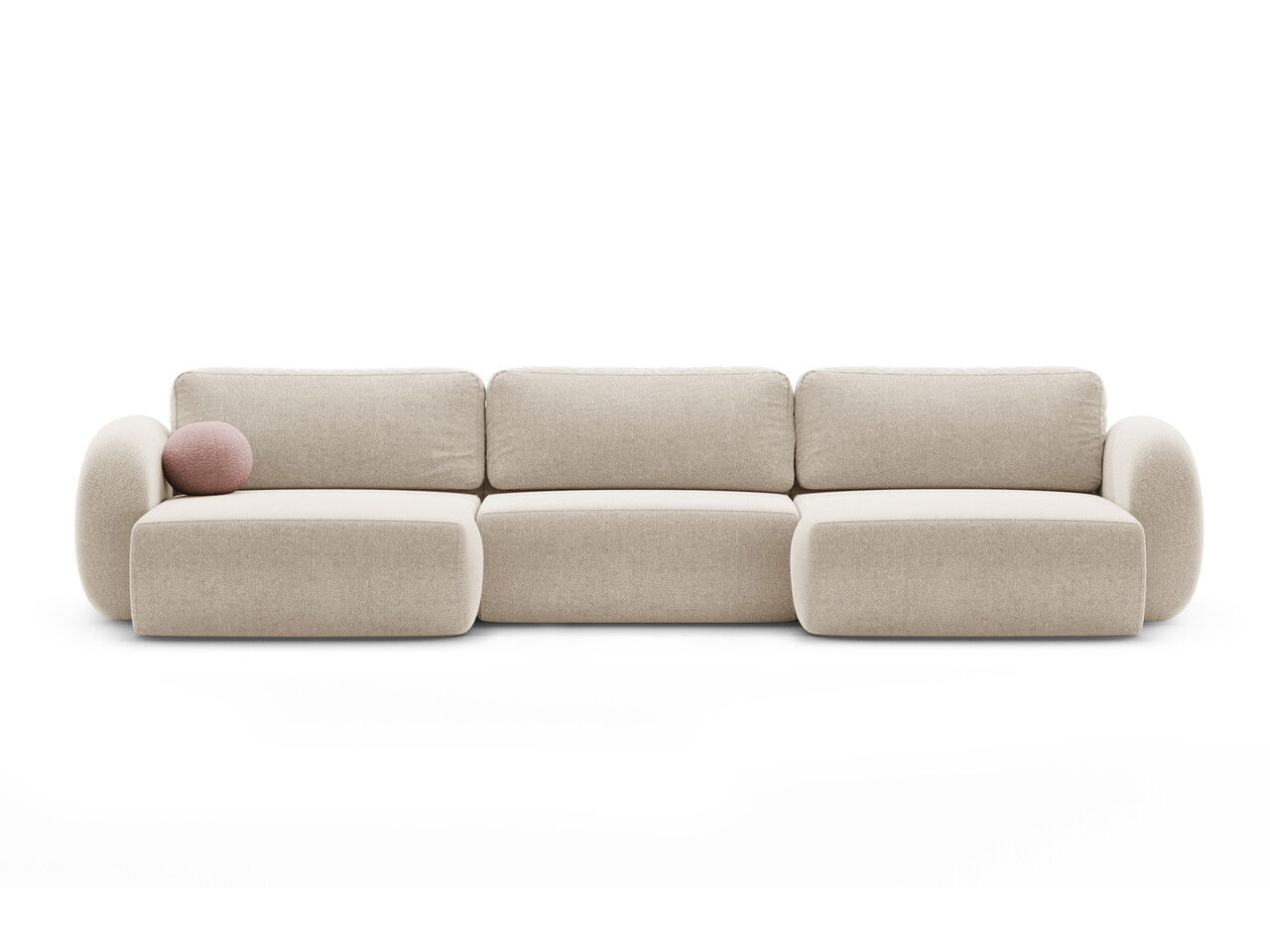 Coltar panoramic extensibil 5 locuri, Tonale, Cosmopolitan Design, 362x149x88 cm, tesatura chenille, bej inchis