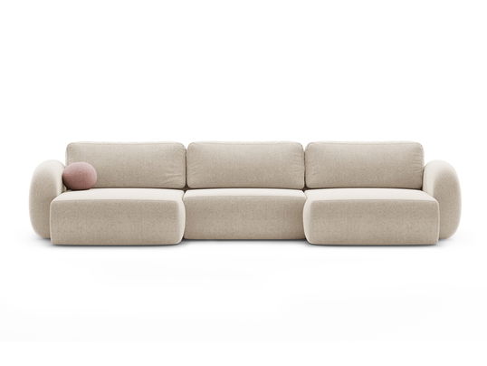 Coltar panoramic extensibil 5 locuri, Tonale, Cosmopolitan Design, 362x149x88 cm, tesatura chenille, bej inchis