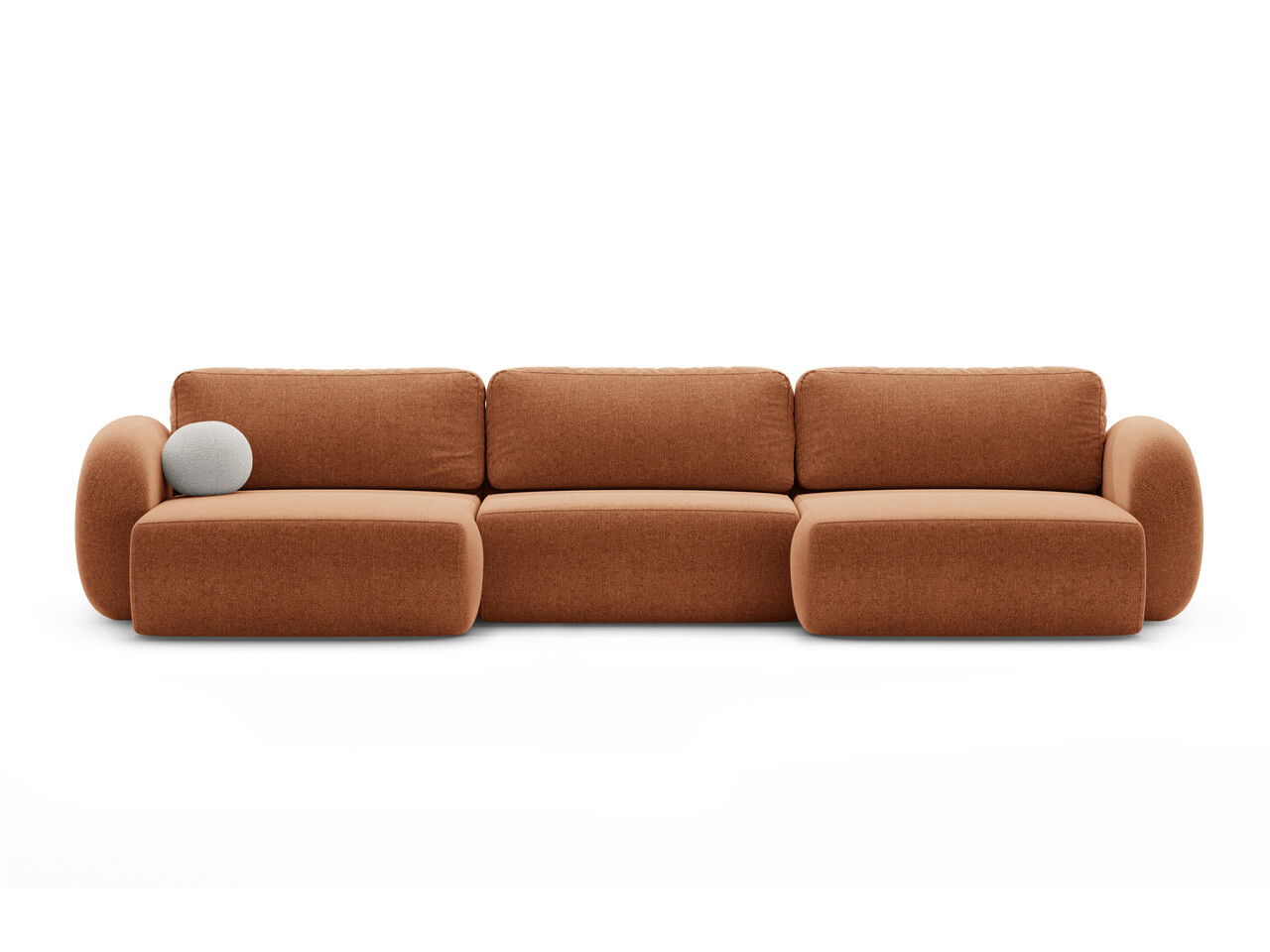 Coltar panoramic extensibil 5 locuri, Tonale, Cosmopolitan Design, 362x149x88 cm, tesatura chenille, caramiziu