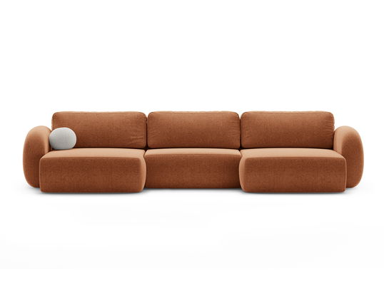 Coltar panoramic extensibil 5 locuri, Tonale, Cosmopolitan Design, 362x149x88 cm, tesatura chenille, caramiziu
