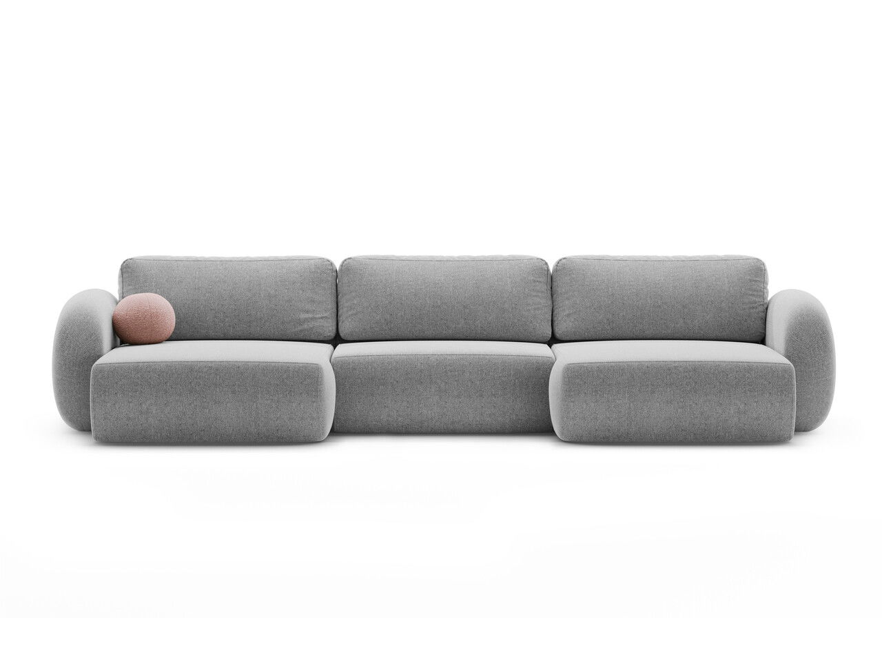 Coltar panoramic extensibil 5 locuri, Tonale, Cosmopolitan Design, 362x149x88 cm, tesatura chenille, gri deschis