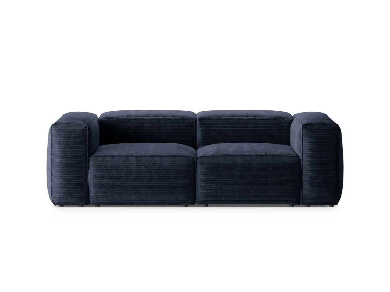 Canapea 2 locuri, Bergamo, Cosmopolitan Design, 224x108x70 cm, catifea chenille raiata, albastru navy