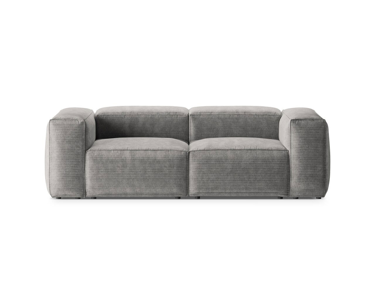 Canapea 2 locuri, Bergamo, Cosmopolitan Design, 224x108x70 cm, catifea chenille raiata, gri deschis