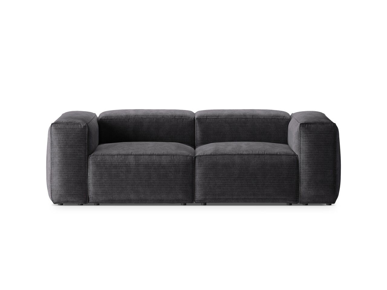 Canapea 2 locuri, Bergamo, Cosmopolitan Design, 224x108x70 cm, catifea chenille raiata, gri