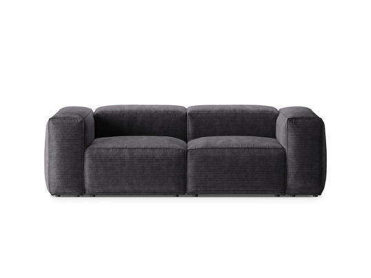 Canapea 2 locuri, Bergamo, Cosmopolitan Design, 224x108x70 cm, catifea chenille raiata, gri