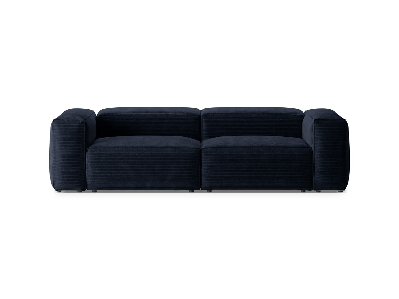 Canapea 3 locuri, Bergamo, Cosmopolitan Design, 264x108x70 cm, catifea chenille raiata, albastru navy