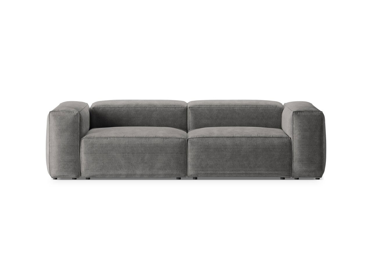 Canapea 3 locuri, Bergamo, Cosmopolitan Design, 264x108x70 cm, catifea chenille raiata, gri deschis