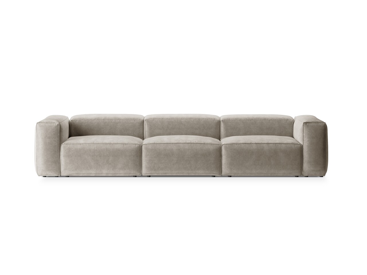 Canapea 4 locuri, Bergamo, Cosmopolitan Design, 364x108x70 cm, catifea chenille raiata, ivoriu