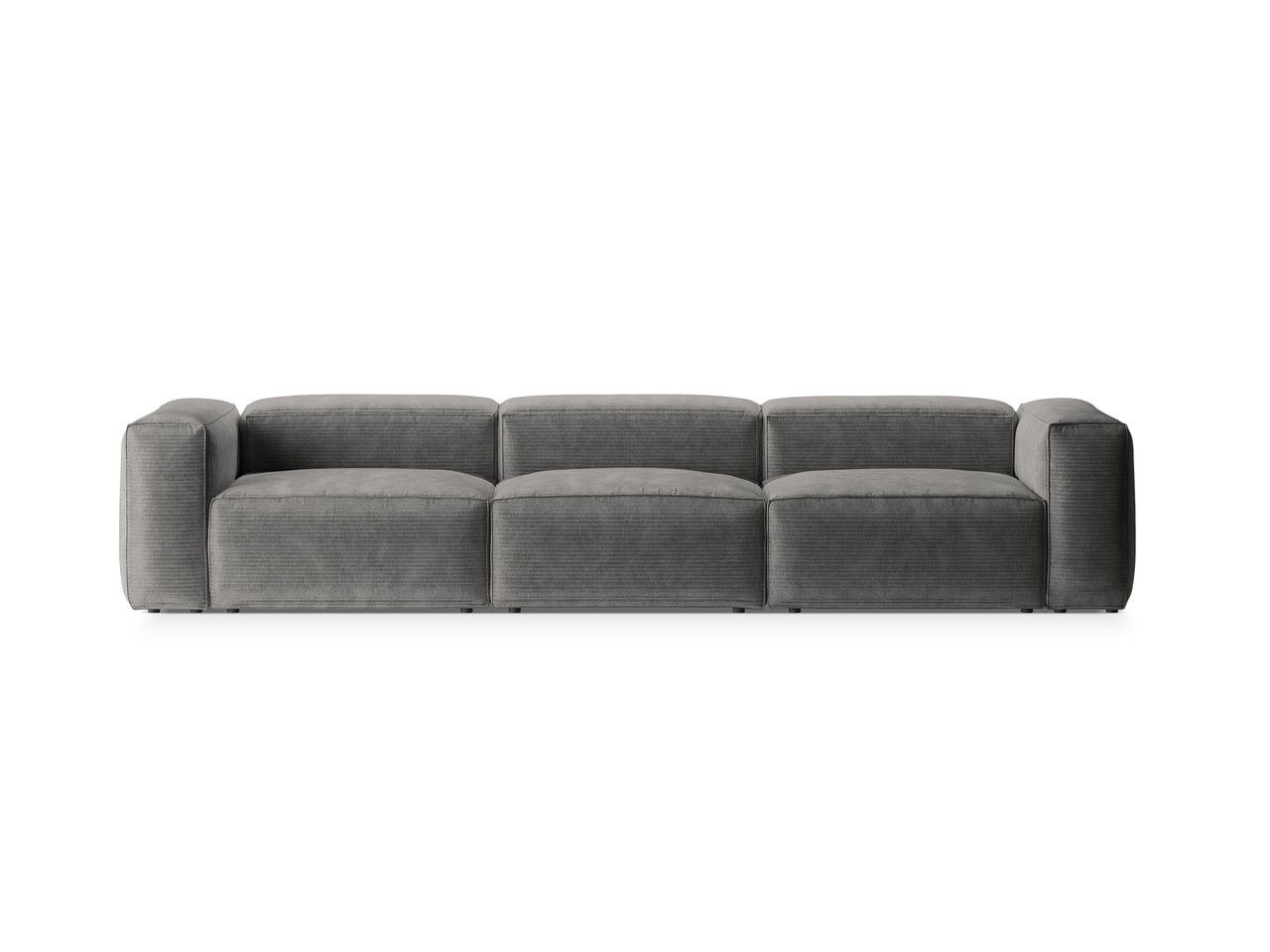 Canapea 4 locuri, Bergamo, Cosmopolitan Design, 364x108x70 cm, catifea chenille raiata, gri deschis