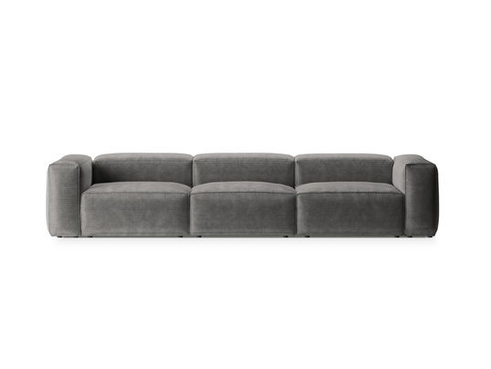 Canapea 4 locuri, Bergamo, Cosmopolitan Design, 364x108x70 cm, catifea chenille raiata, gri deschis