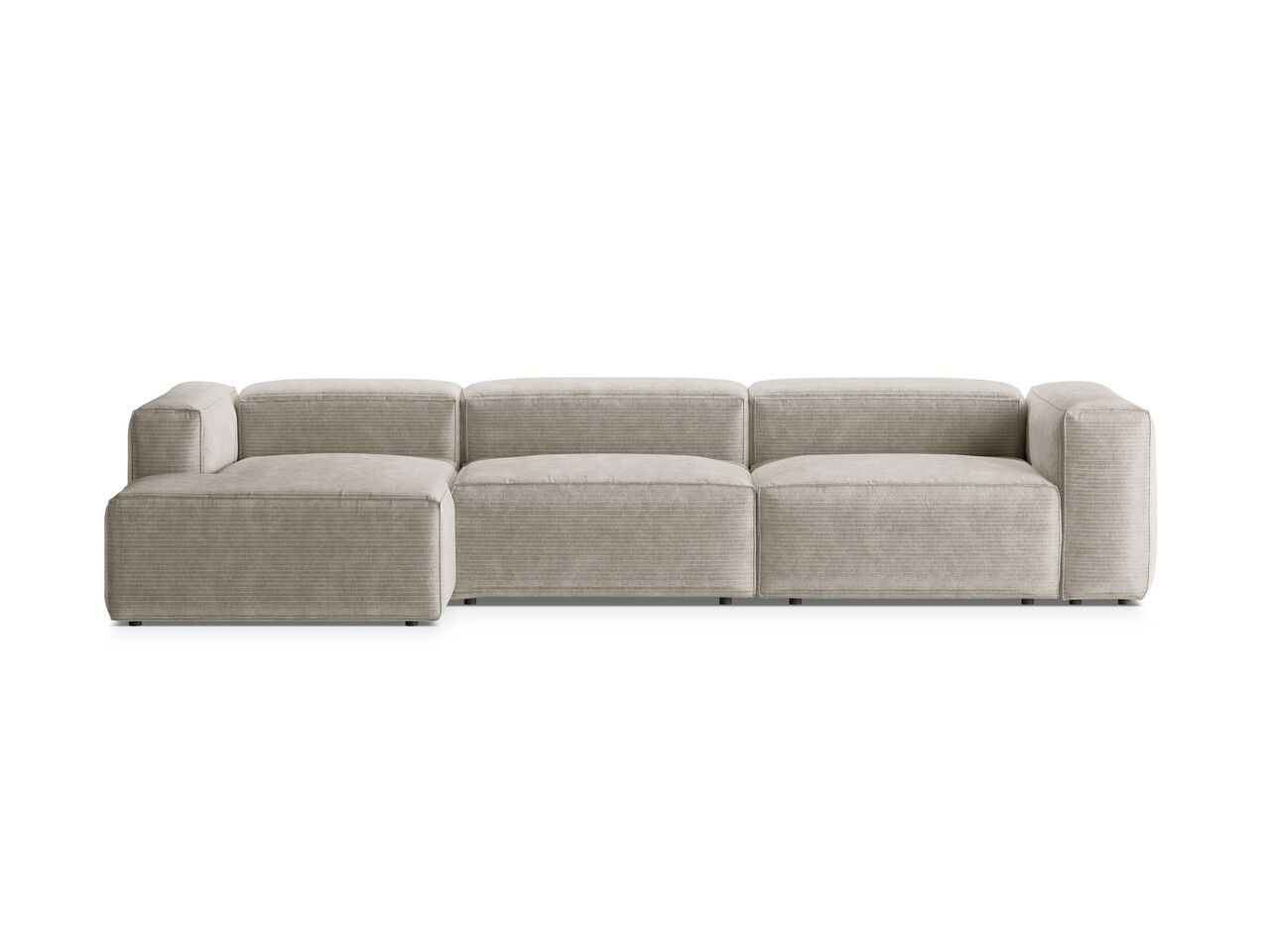 Coltar stanga 4 locuri, Bergamo, Cosmopolitan Design, 344x152x70 cm, catifea chenille raiata, ivoriu