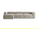 Coltar stanga 4 locuri, Bergamo, Cosmopolitan Design, 344x152x70 cm, catifea chenille raiata, ivoriu