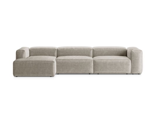 Coltar stanga 4 locuri, Bergamo, Cosmopolitan Design, 344x152x70 cm, catifea chenille raiata, ivoriu