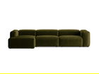 Coltar stanga 4 locuri, Bergamo, Cosmopolitan Design, 344x152x70 cm, catifea chenille raiata, verde