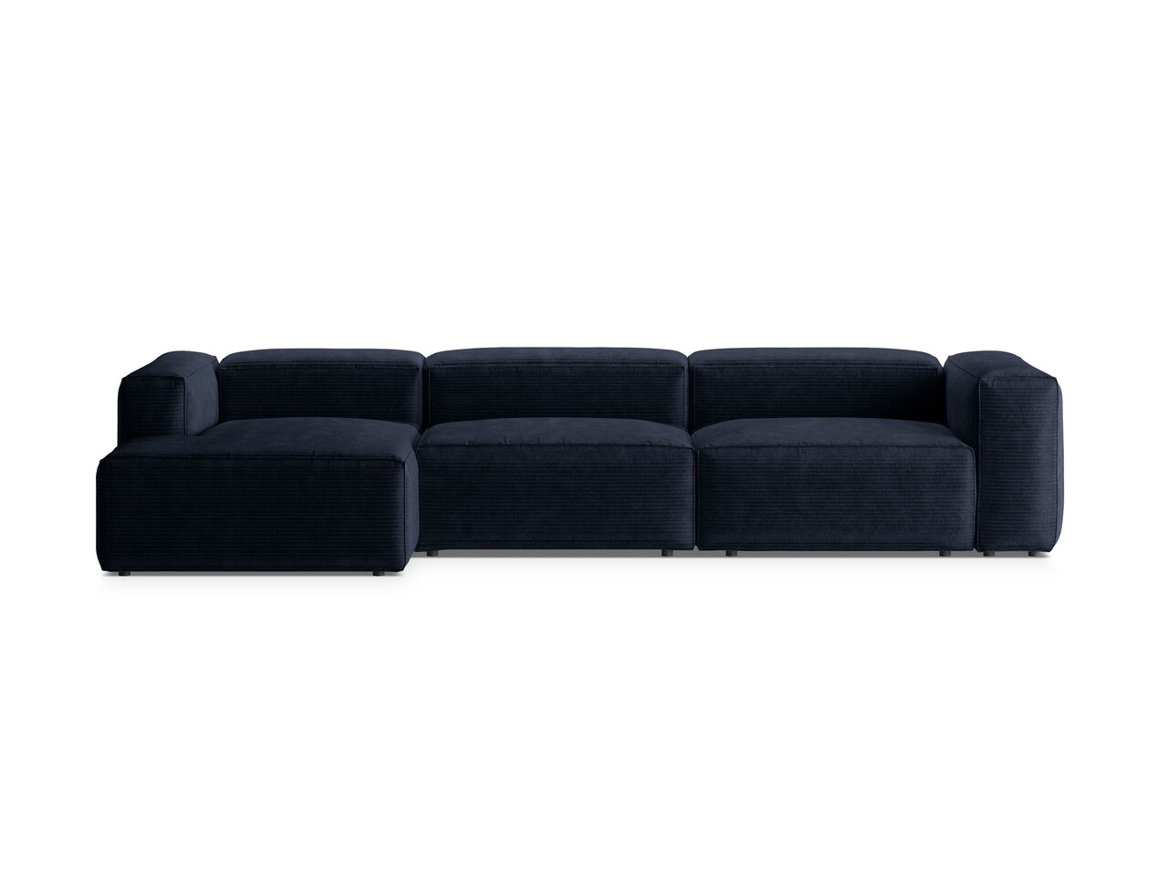 Coltar stanga 4 locuri, Bergamo, Cosmopolitan Design, 344x152x70 cm, catifea chenille raiata, albastru navy