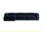 Coltar stanga 4 locuri, Bergamo, Cosmopolitan Design, 344x152x70 cm, catifea chenille raiata, albastru navy