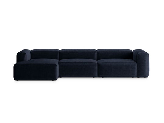 Coltar stanga 4 locuri, Bergamo, Cosmopolitan Design, 344x152x70 cm, catifea chenille raiata, albastru navy