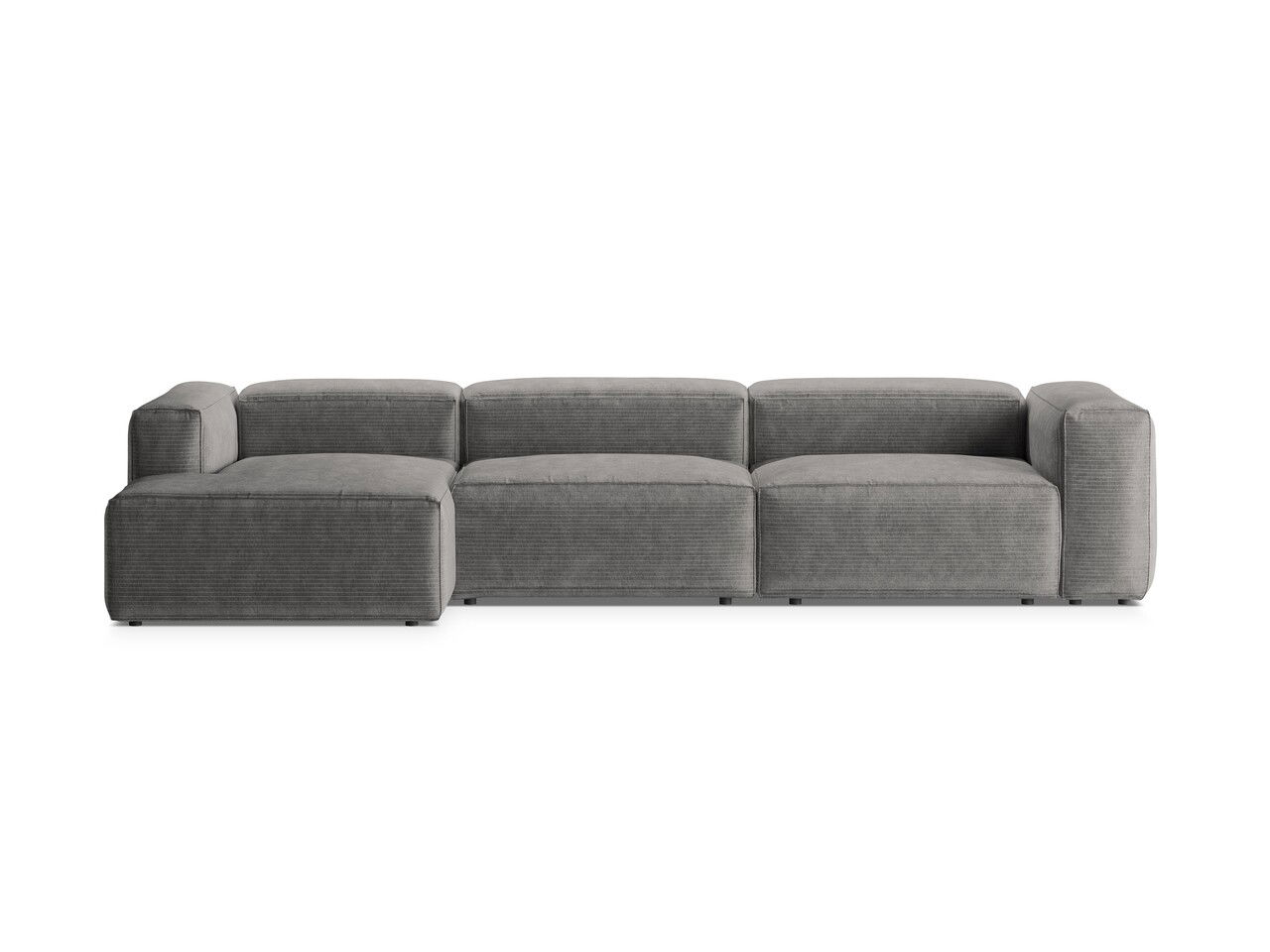 Coltar stanga 4 locuri, Bergamo, Cosmopolitan Design, 344x152x70 cm, catifea chenille raiata, gri deschis