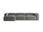 Coltar stanga 4 locuri, Bergamo, Cosmopolitan Design, 344x152x70 cm, catifea chenille raiata, gri deschis