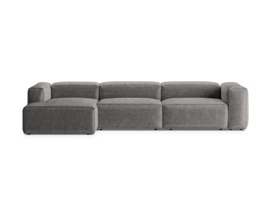 Coltar stanga 4 locuri, Bergamo, Cosmopolitan Design, 344x152x70 cm, catifea chenille raiata, gri deschis