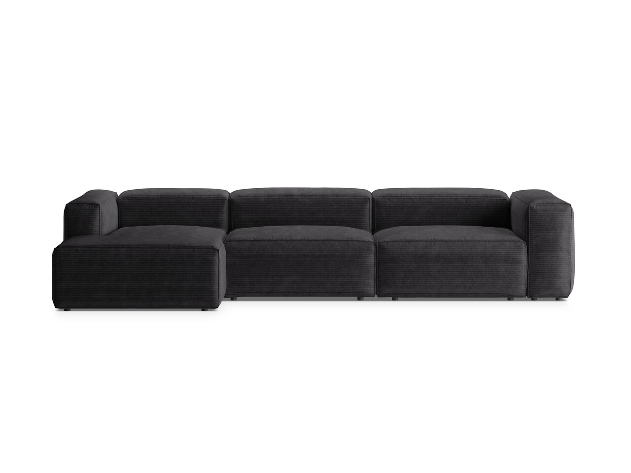 Coltar stanga 4 locuri, Bergamo, Cosmopolitan Design, 344x152x70 cm, catifea chenille raiata, gri
