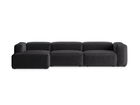 Coltar stanga 4 locuri, Bergamo, Cosmopolitan Design, 344x152x70 cm, catifea chenille raiata, gri