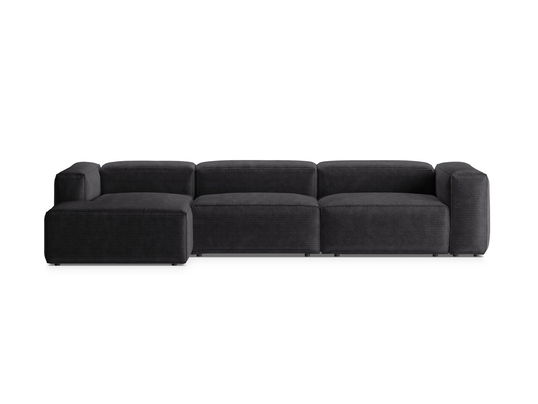 Coltar stanga 4 locuri, Bergamo, Cosmopolitan Design, 344x152x70 cm, catifea chenille raiata, gri