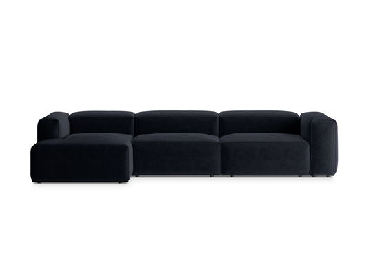 Coltar stanga 4 locuri, Bergamo, Cosmopolitan Design, 344x152x70 cm, tesatura structurata, albastru navy