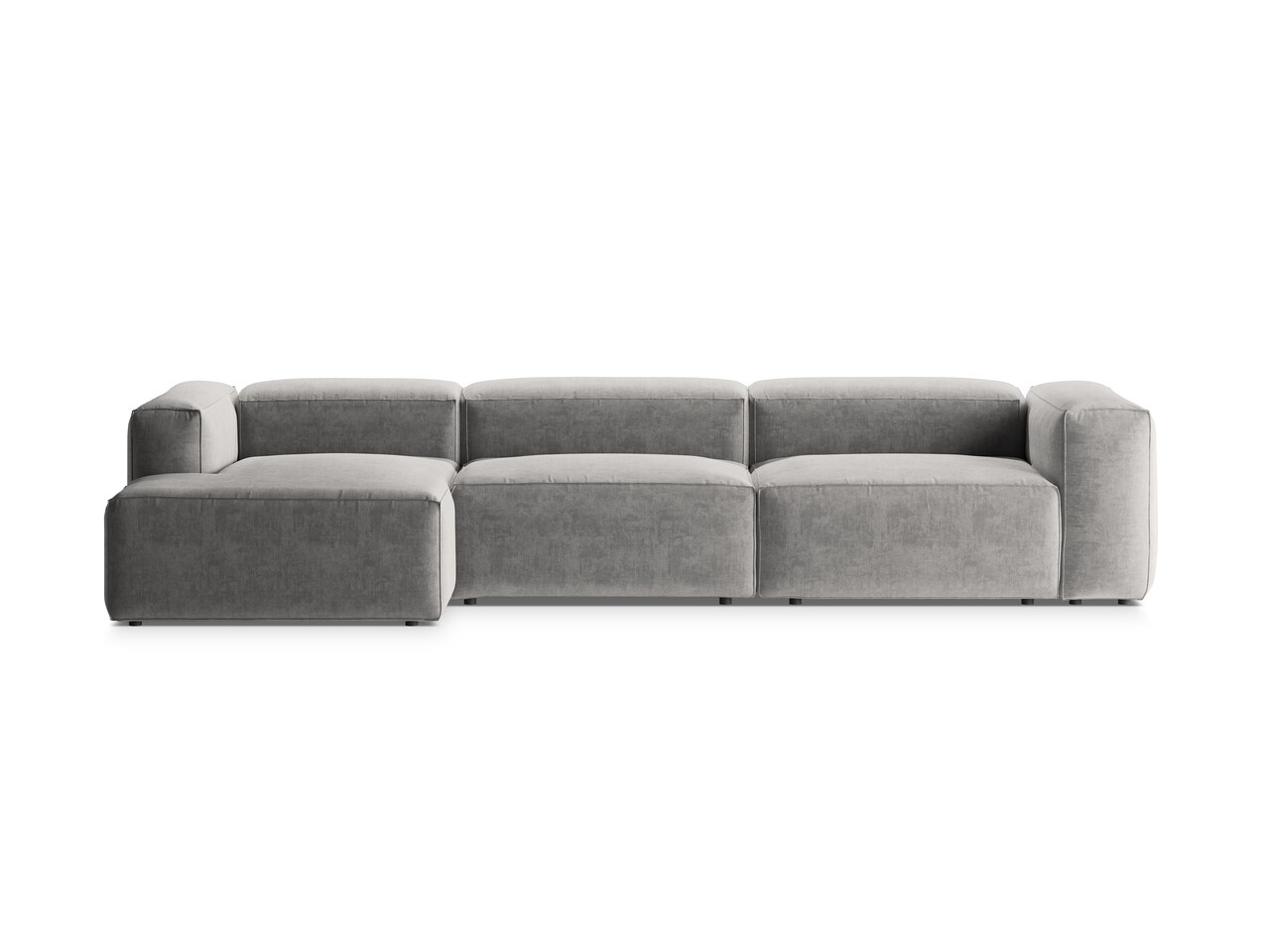 Coltar stanga 4 locuri, Bergamo, Cosmopolitan Design, 344x152x70 cm, tesatura structurata, gri deschis