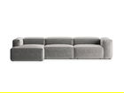 Coltar stanga 4 locuri, Bergamo, Cosmopolitan Design, 344x152x70 cm, tesatura structurata, gri deschis