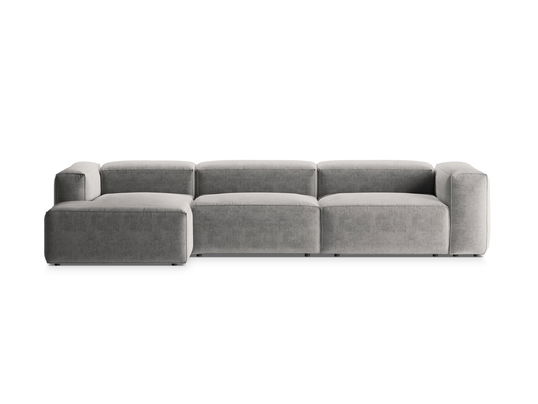 Coltar stanga 4 locuri, Bergamo, Cosmopolitan Design, 344x152x70 cm, tesatura structurata, gri deschis