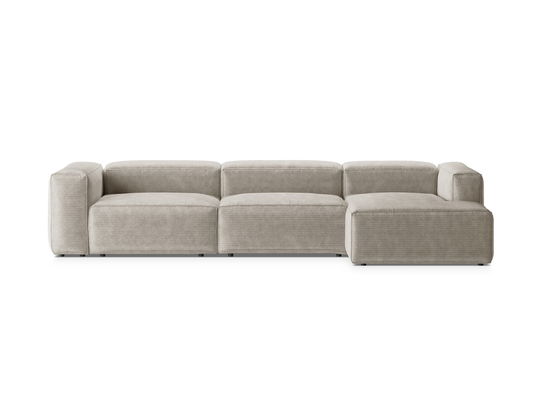 Coltar dreapta 4 locuri, Bergamo, Cosmopolitan Design, 344x152x70 cm, catifea chenille raiata, ivoriu