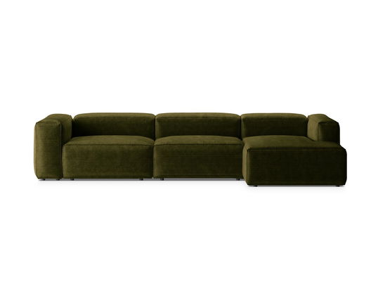 Coltar dreapta 4 locuri, Bergamo, Cosmopolitan Design, 344x152x70 cm, catifea chenille raiata, verde