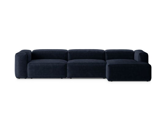 Coltar dreapta 4 locuri, Bergamo, Cosmopolitan Design, 344x152x70 cm, catifea chenille raiata, albastru navy