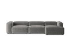 Coltar dreapta 4 locuri, Bergamo, Cosmopolitan Design, 344x152x70 cm, catifea chenille raiata, gri deschis